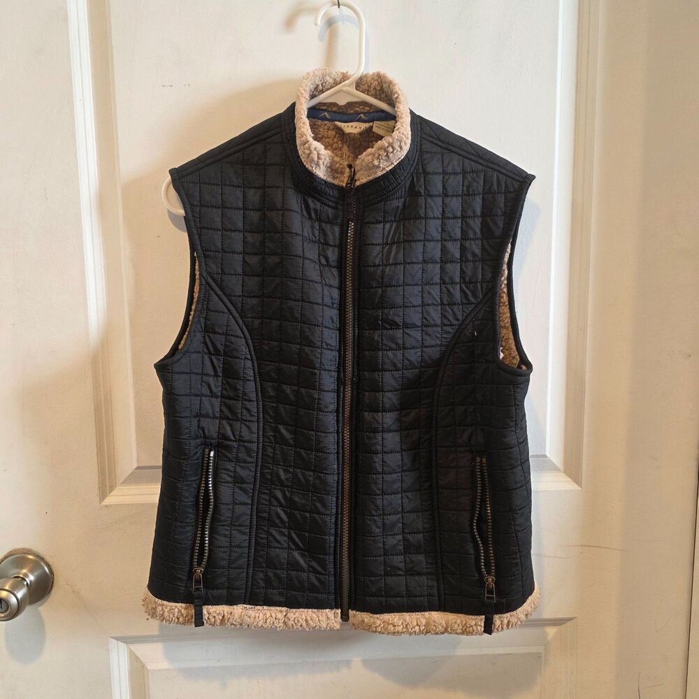 Tsunami Quilted Sherpa Lined Vest Women's Medium Black Full Zip Puffer